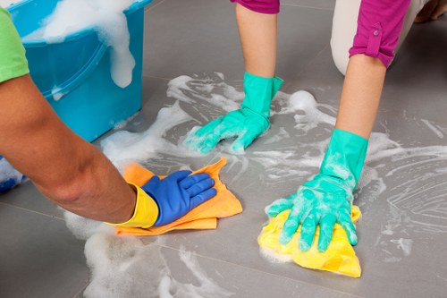 Professional cleaner carrying out routine maintenance in a W4 property