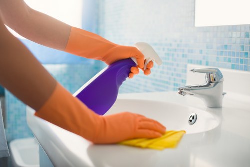 Bathroom sanitising as part of end of tenancy cleaning in W4