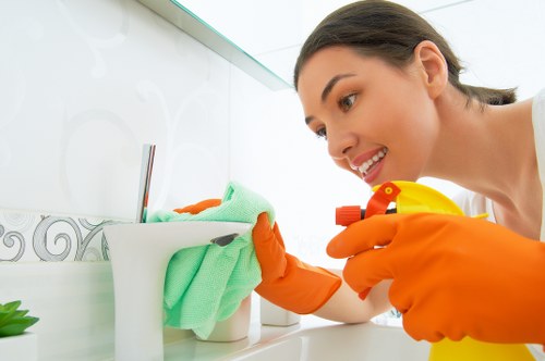 Cleaner reviewing safety and access conditions